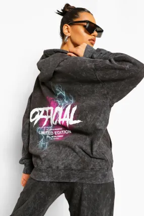 Acid Wash Official Lightening Oversized Hoodie