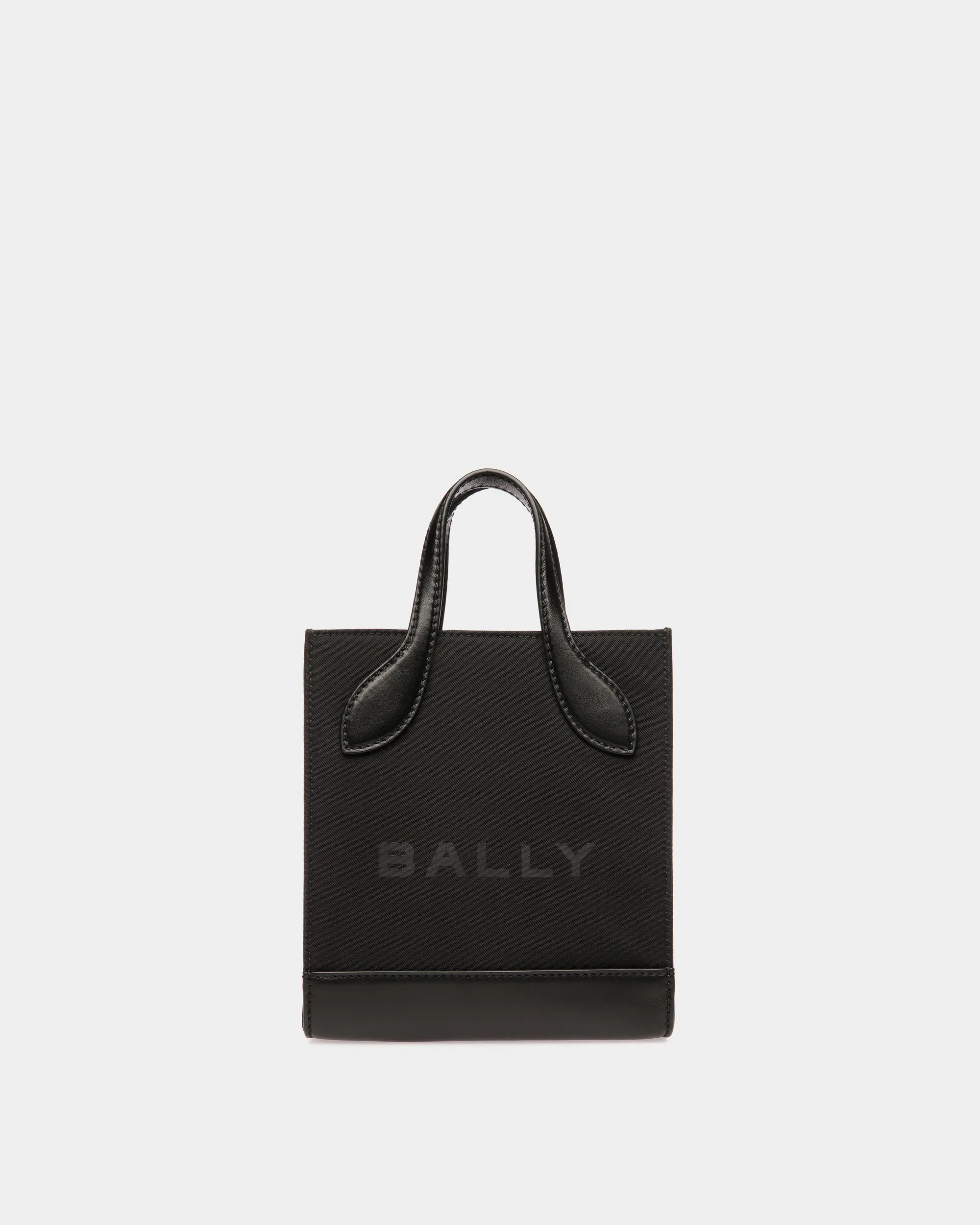 Bar Mini Tote Bag In Black Nylon And Leather