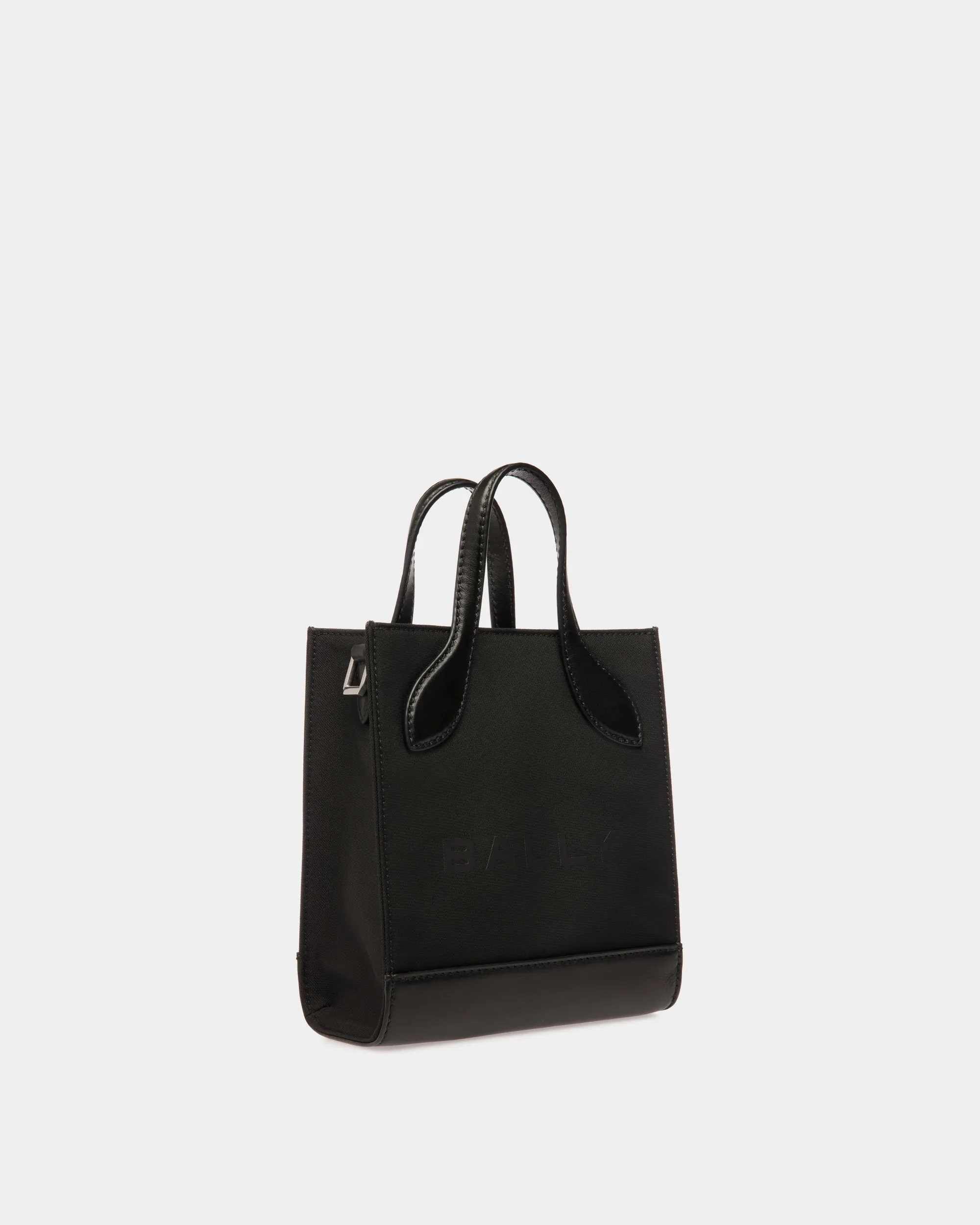 Bar Mini Tote Bag In Black Nylon And Leather