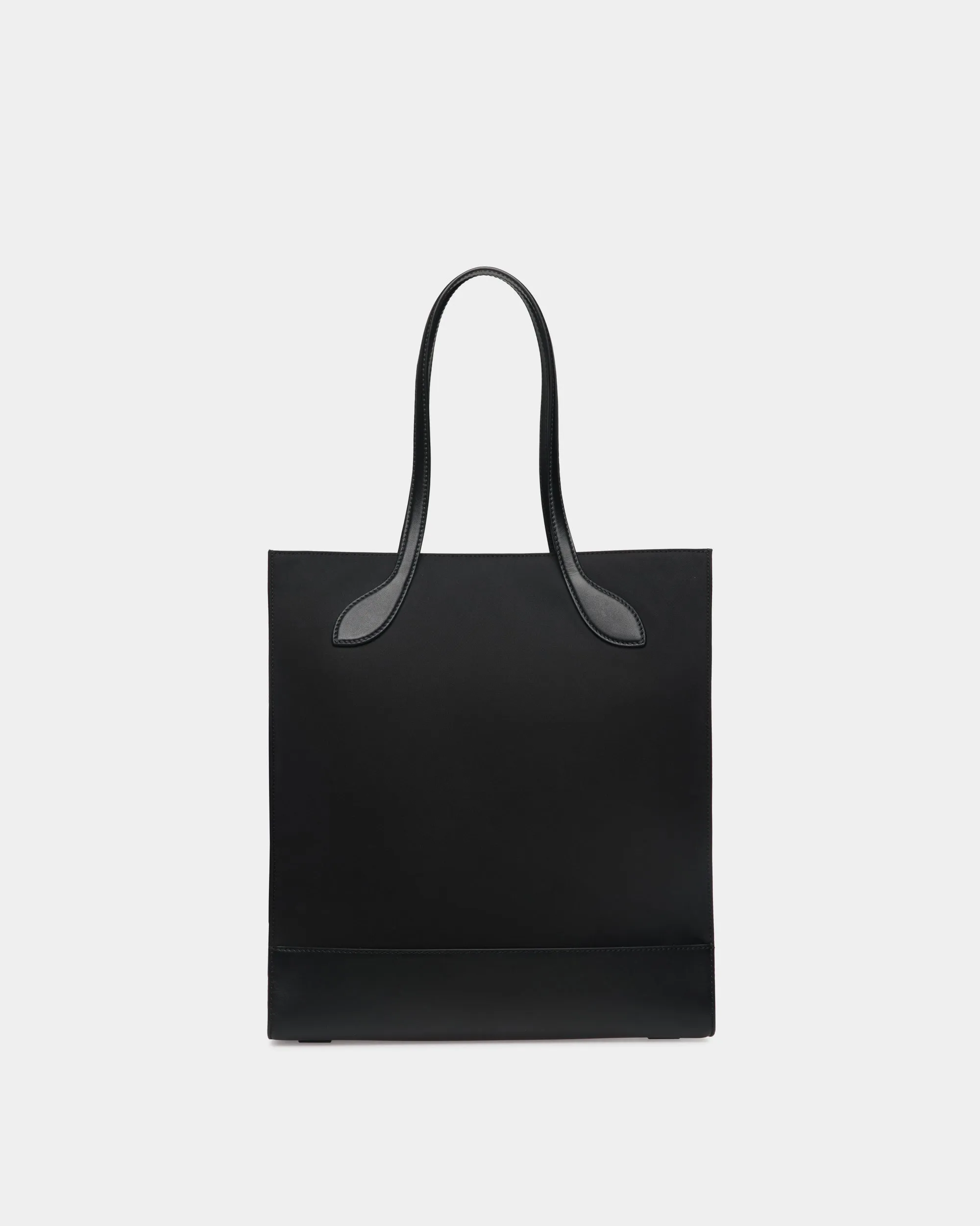 Bar Tote Bag In Black Nylon And Leather