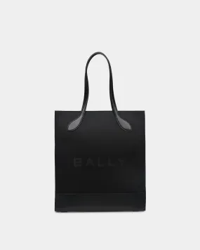 Bar Tote Bag In Black Nylon And Leather