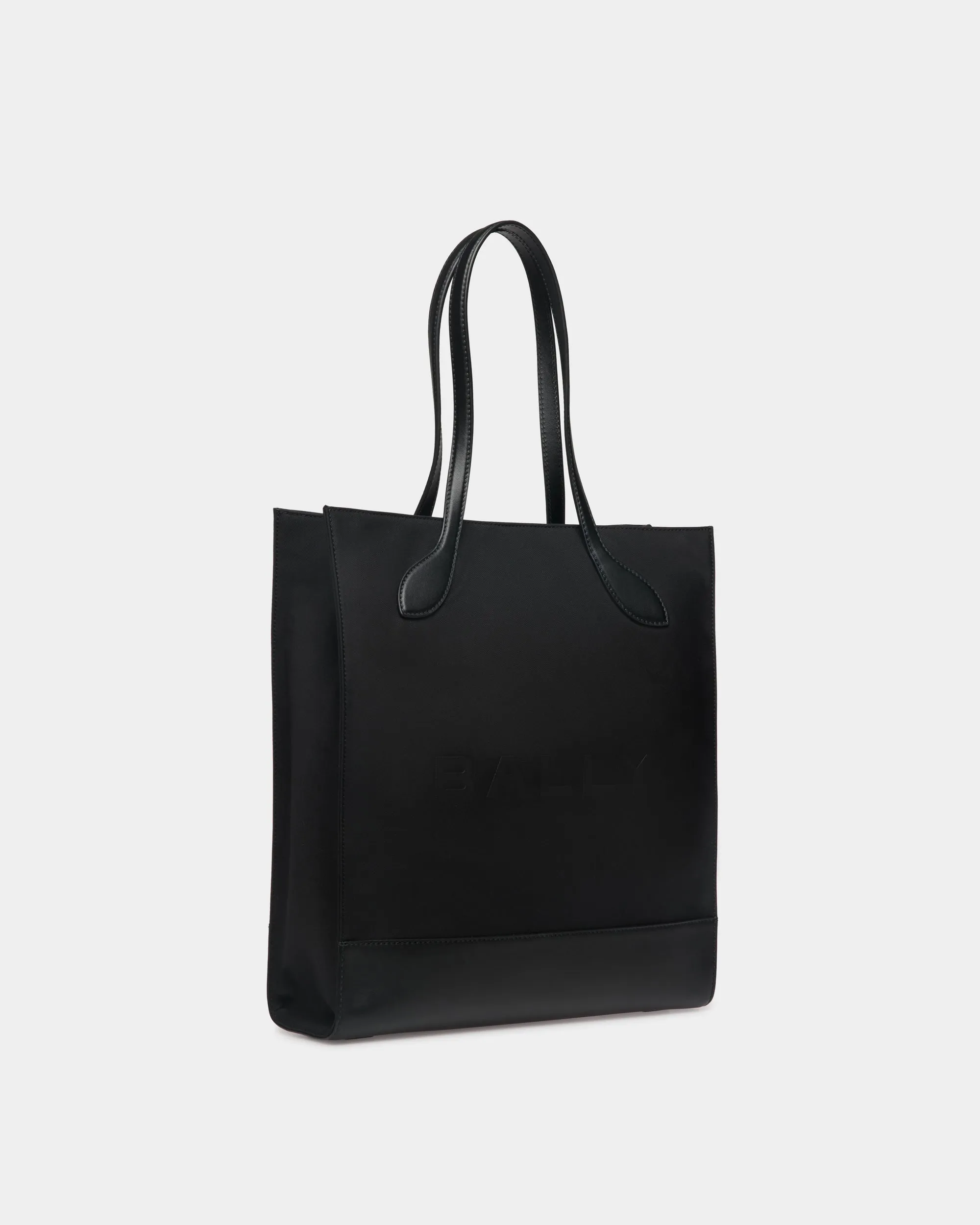 Bar Tote Bag In Black Nylon And Leather