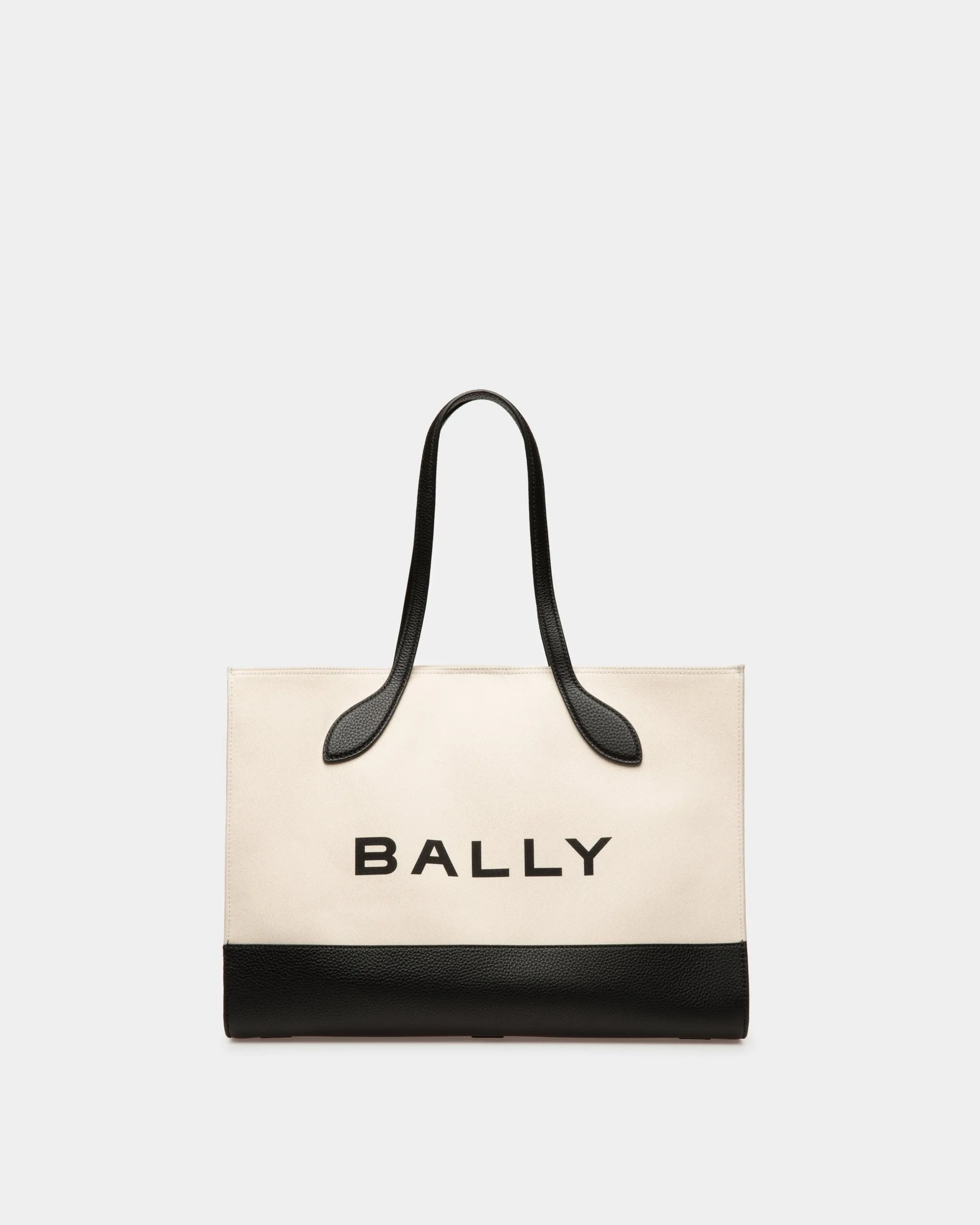 Bar Tote Bag In Natural And Black Fabric