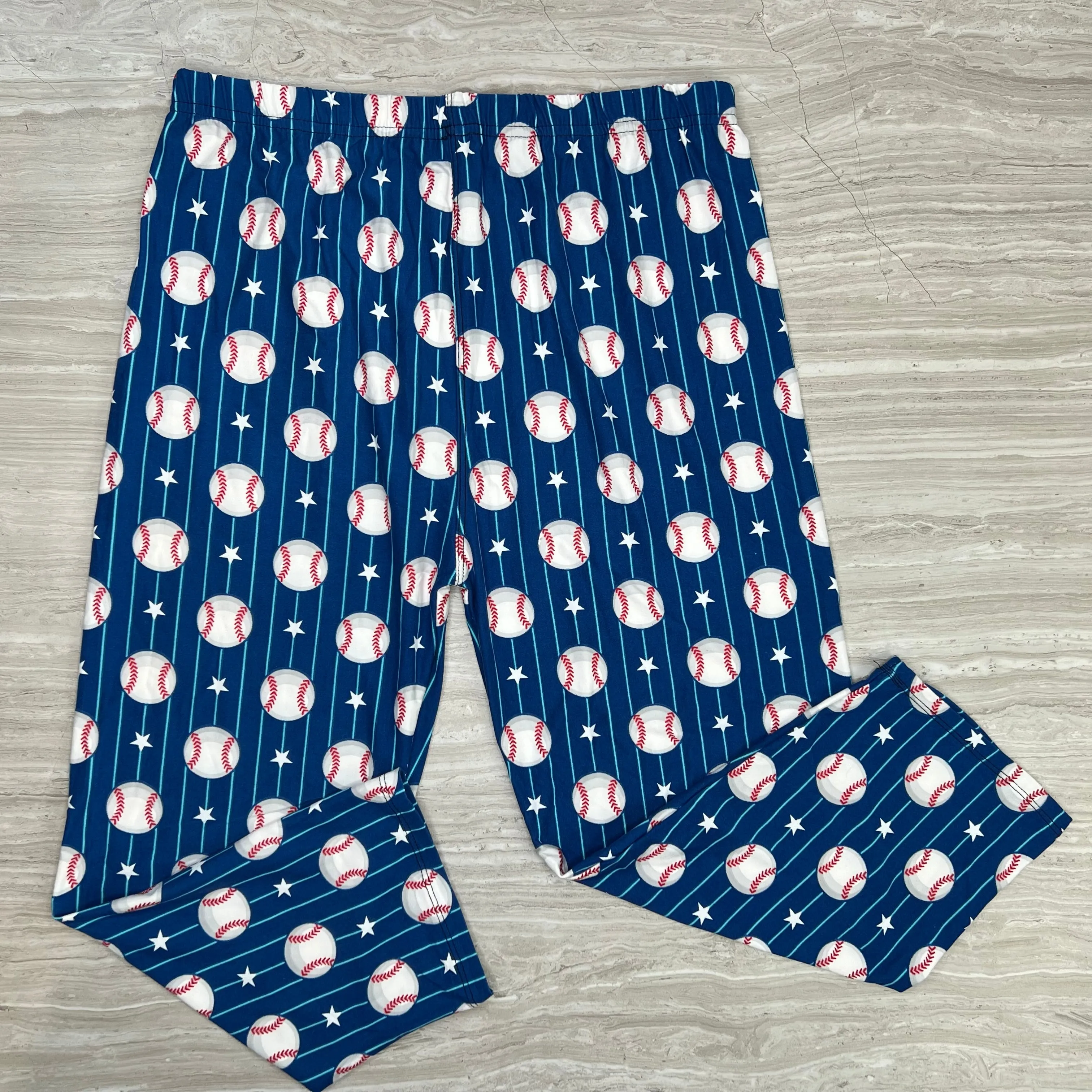 Baseball Pin Stripe Blue Soft Leggings