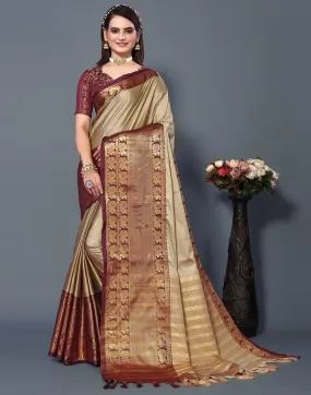 Beige Cotton Saree