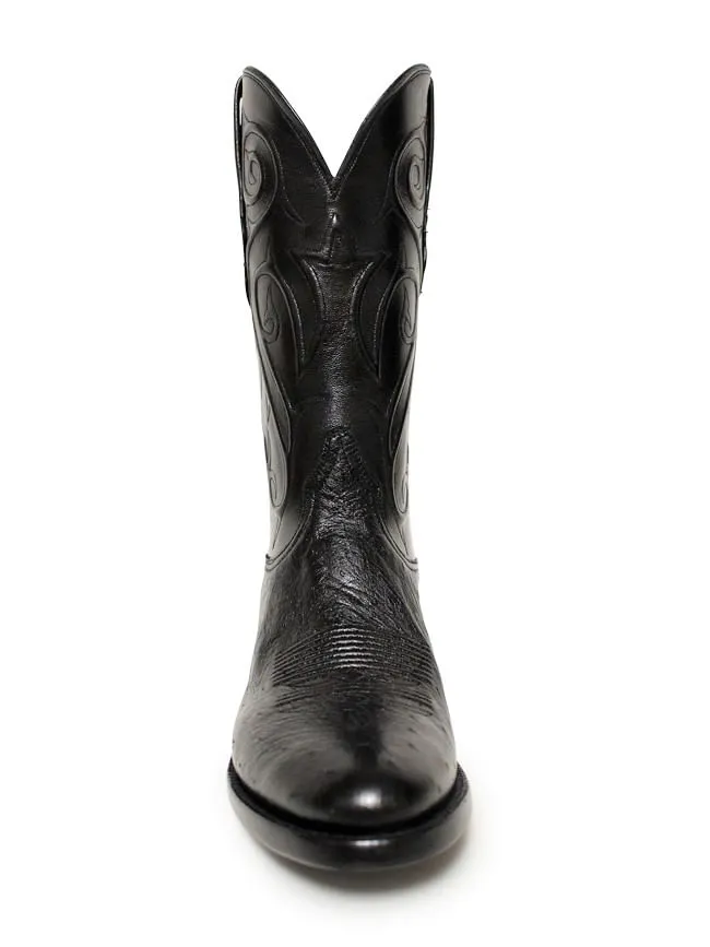 Black Jack Mens Black Smooth Ostrich Boots