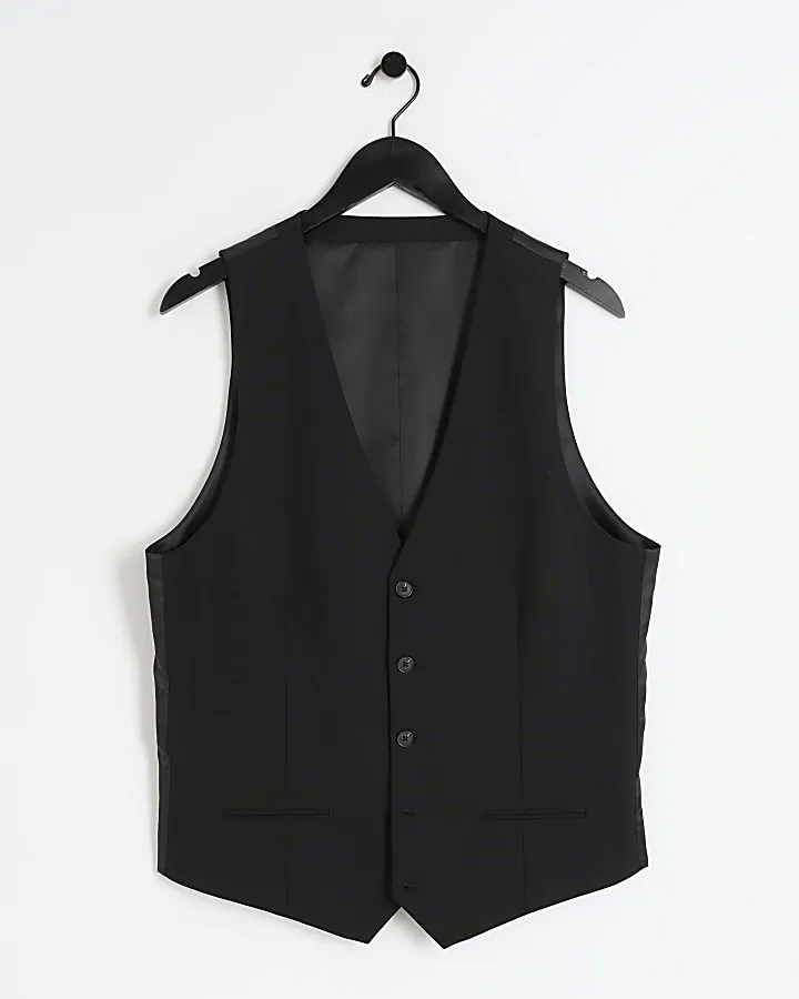 Black slim fit waistcoat