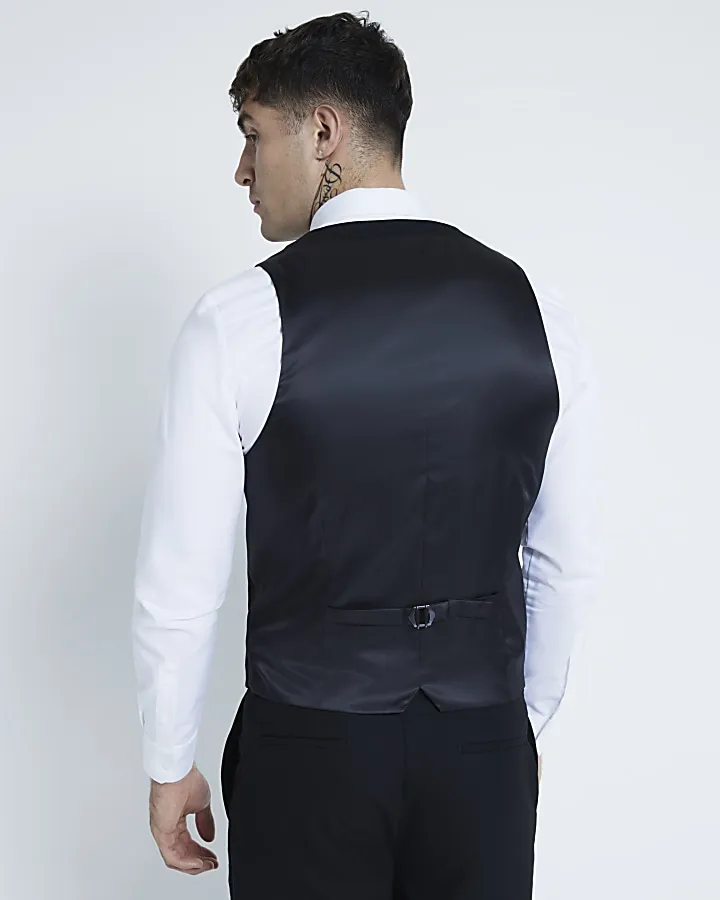 Black slim fit waistcoat