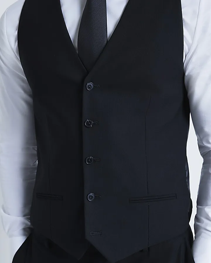 Black slim fit waistcoat