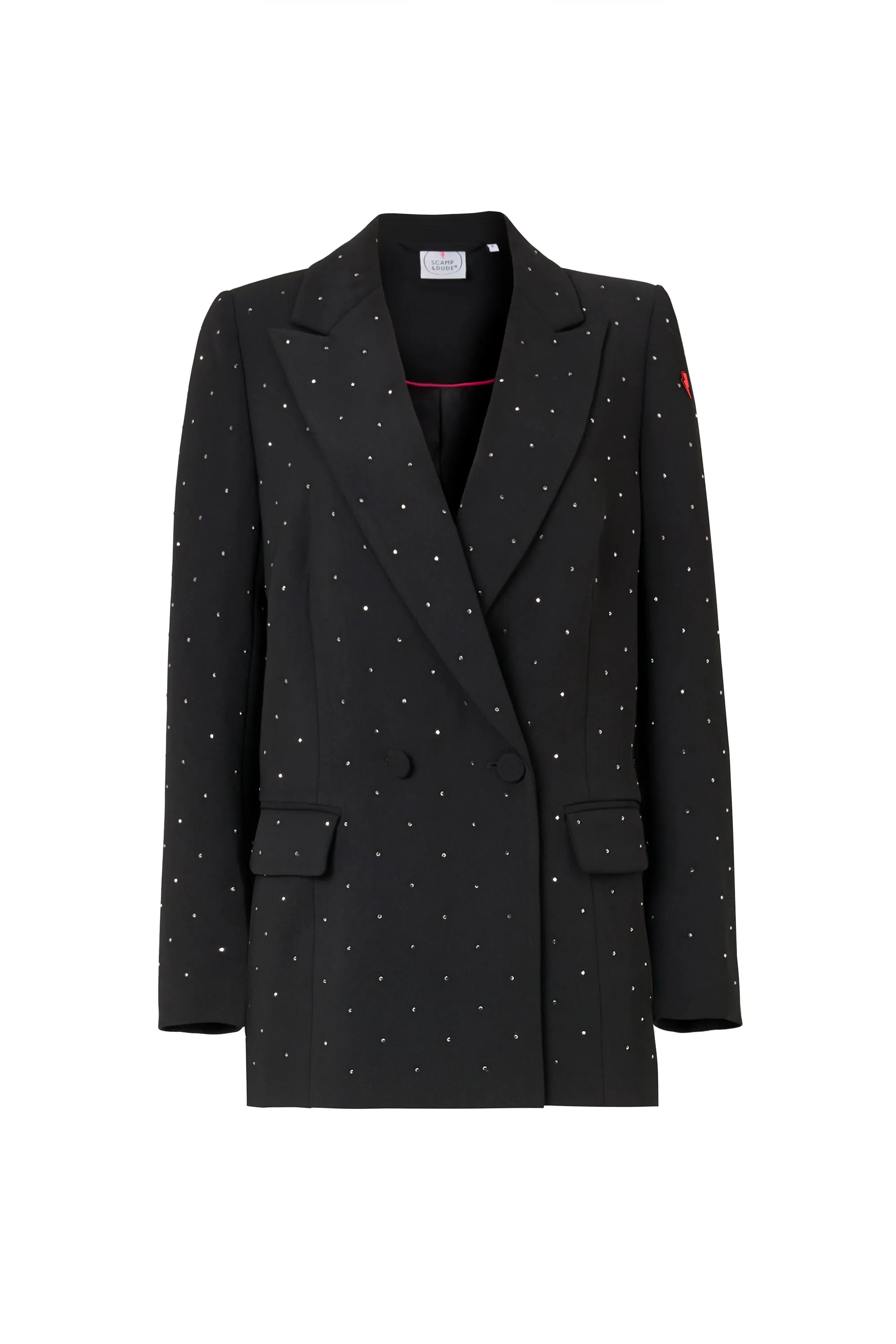 Black with Pewter Embellished Stud Detail Tailored Blazer