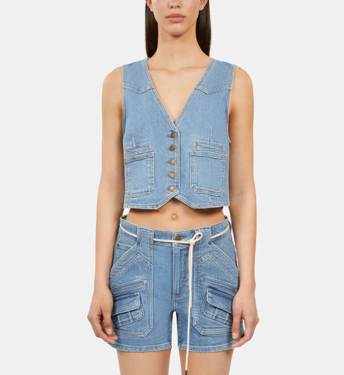 Blue denim waistcoat