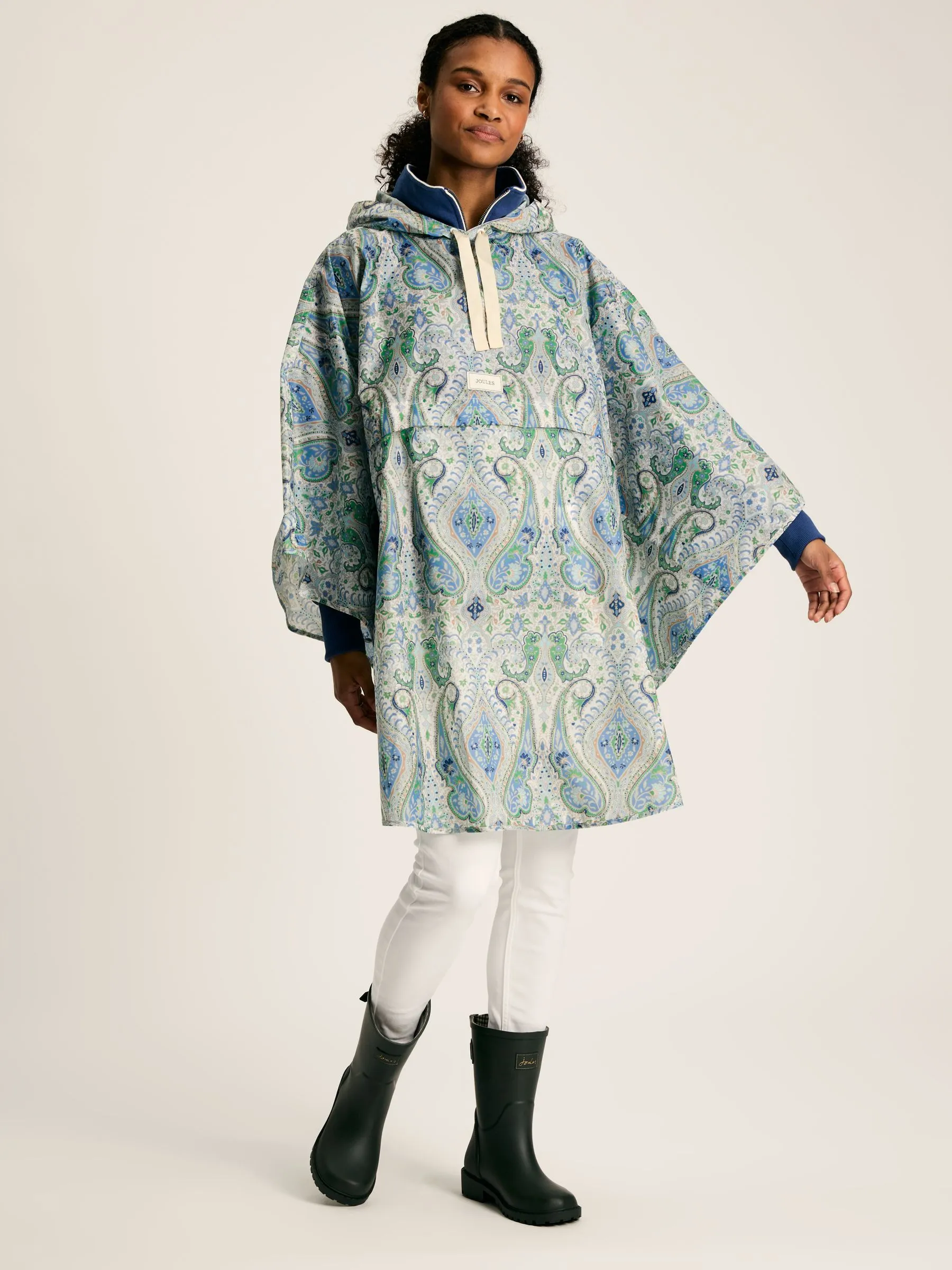 Blue Paisley Printed Poncho