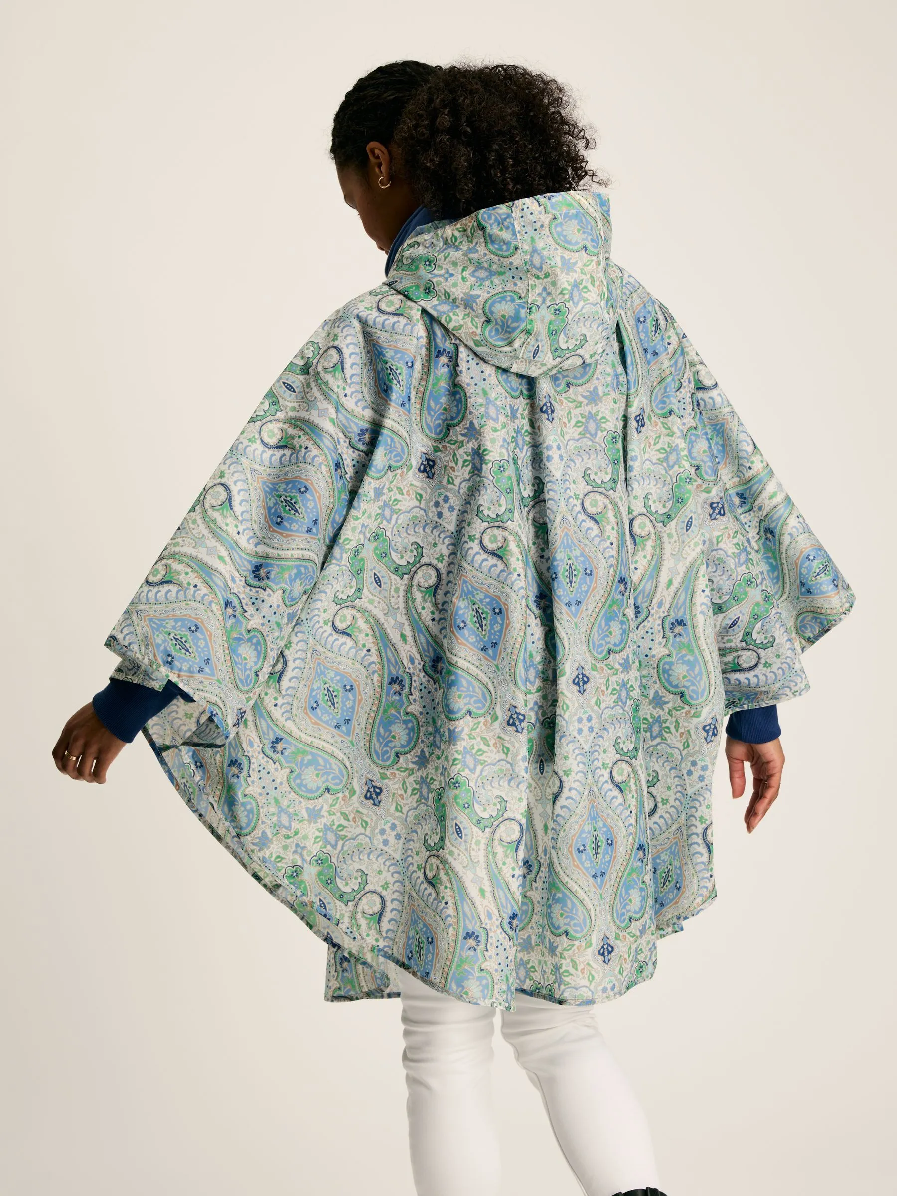 Blue Paisley Printed Poncho