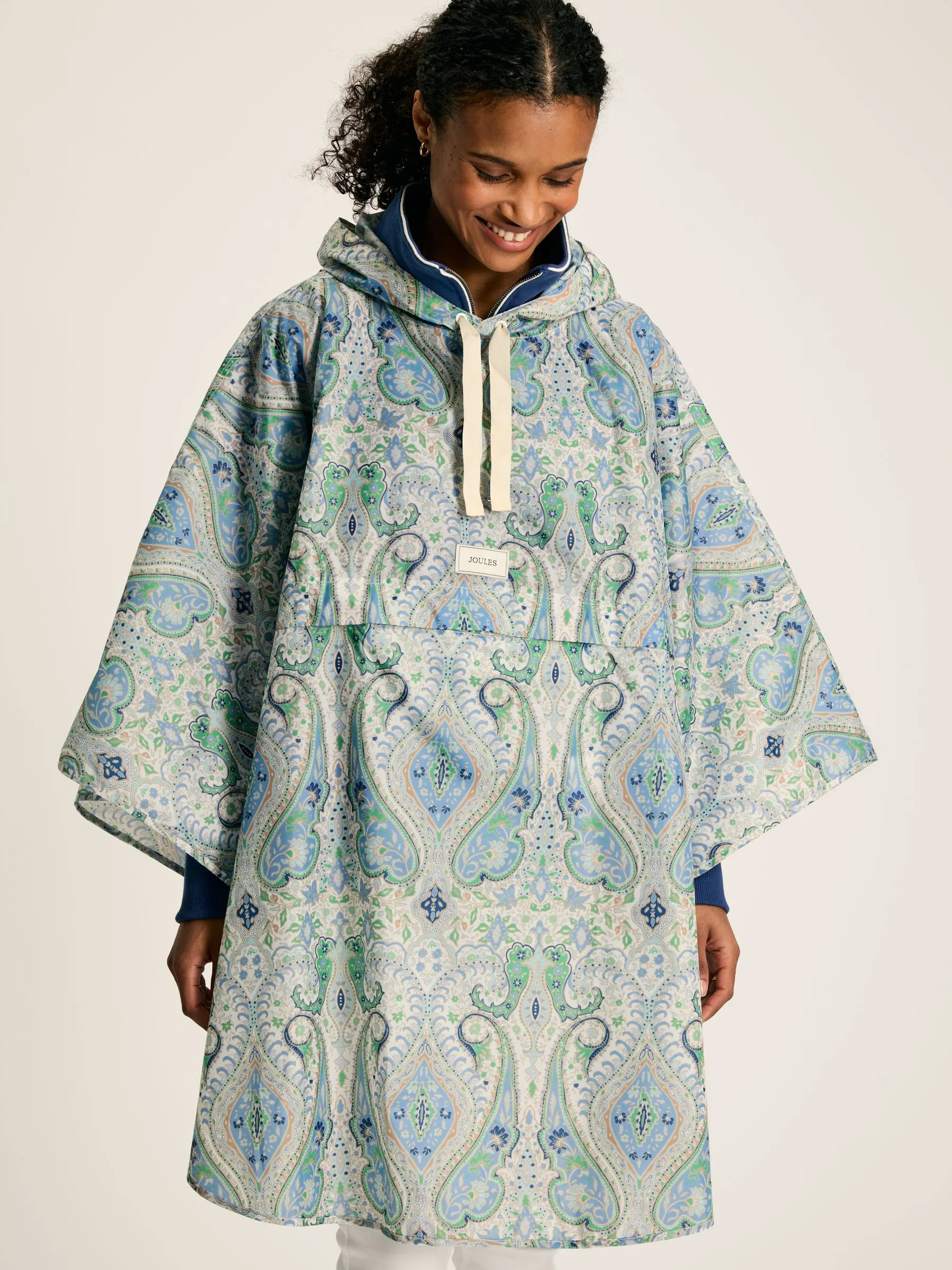 Blue Paisley Printed Poncho