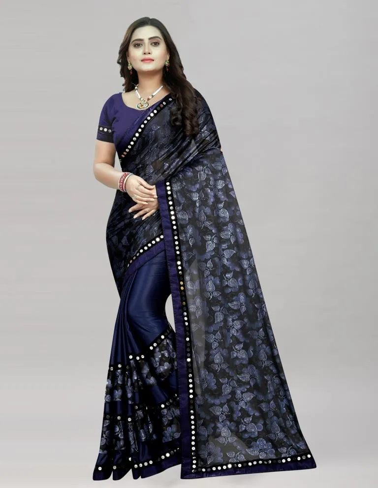 Blue Printed Saree