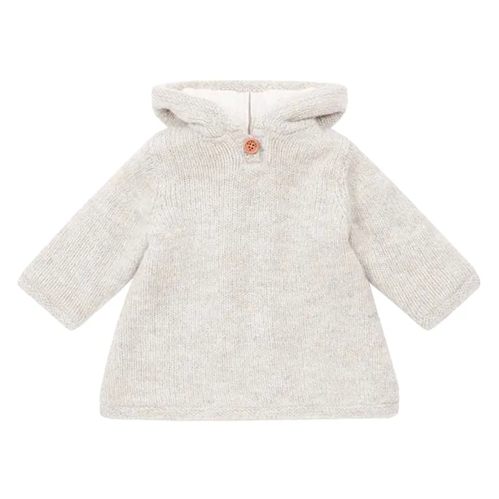 Bonton Baby Mamouth Burnous Sweater With Fur Lining Beige Brown