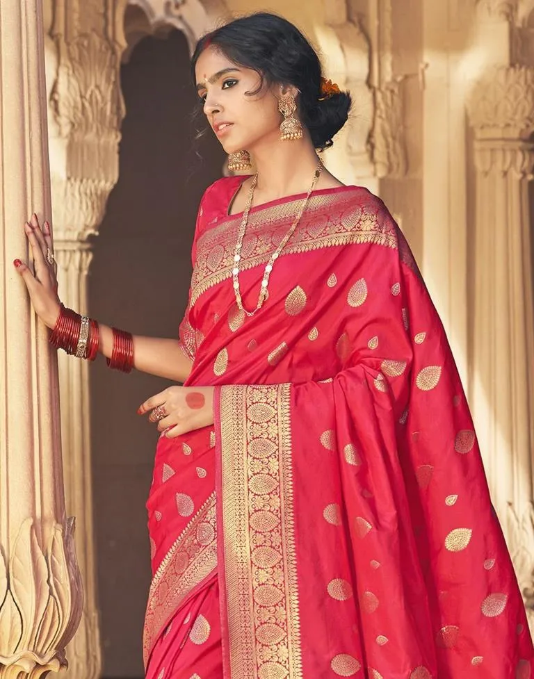 Bright Pink Silk Plain Sarees