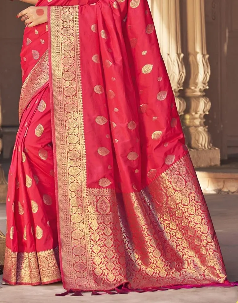 Bright Pink Silk Plain Sarees