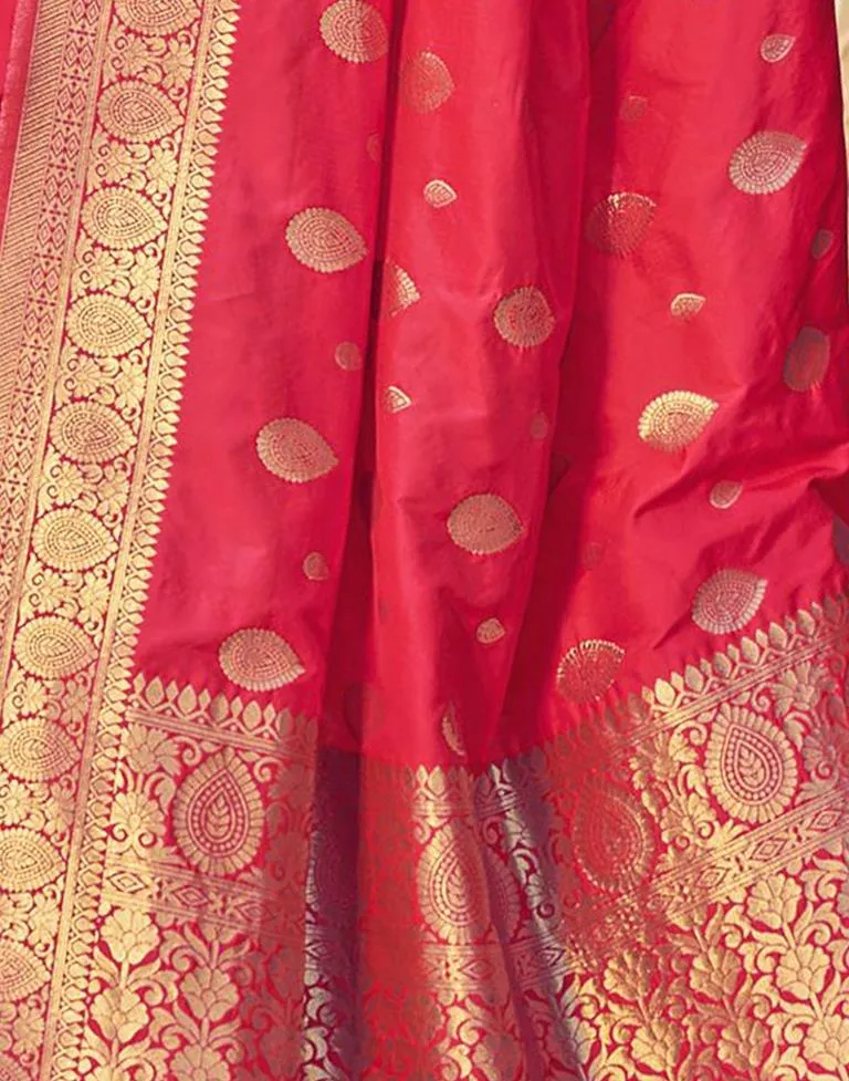 Bright Pink Silk Plain Sarees