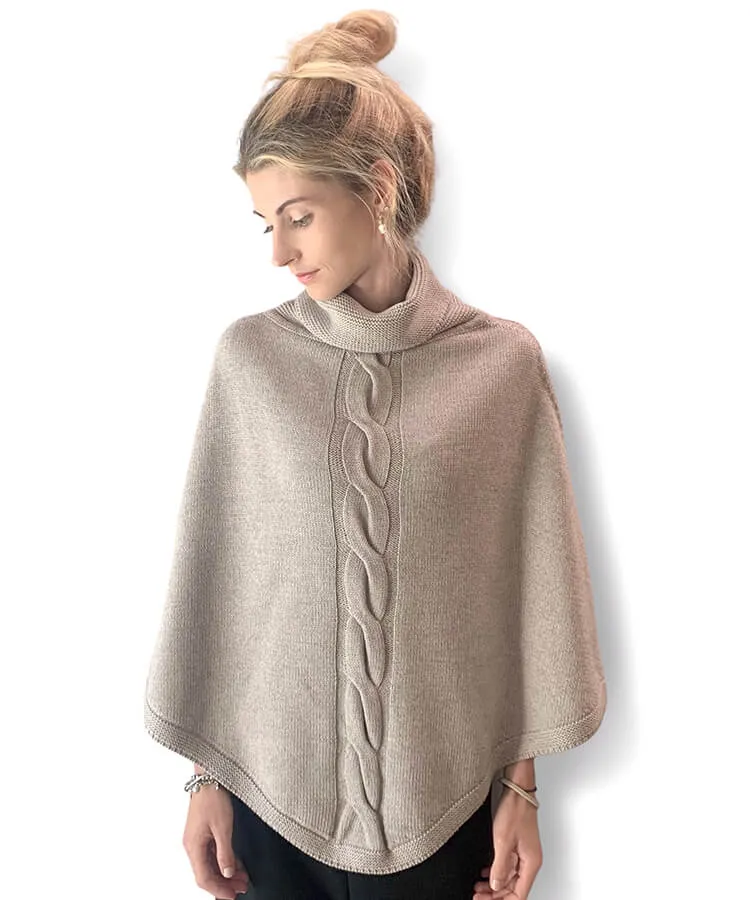 Cable-knit women’s poncho