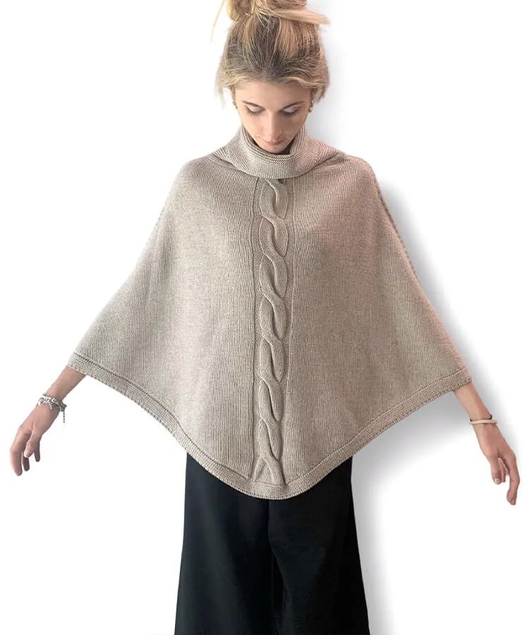 Cable-knit women’s poncho