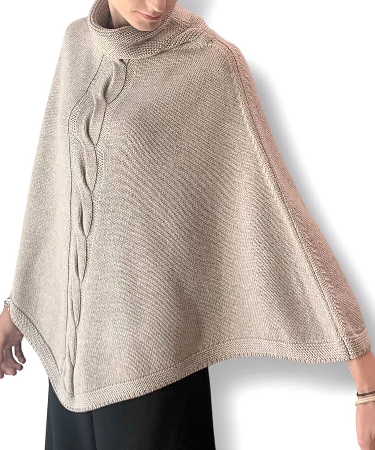 Cable-knit women’s poncho