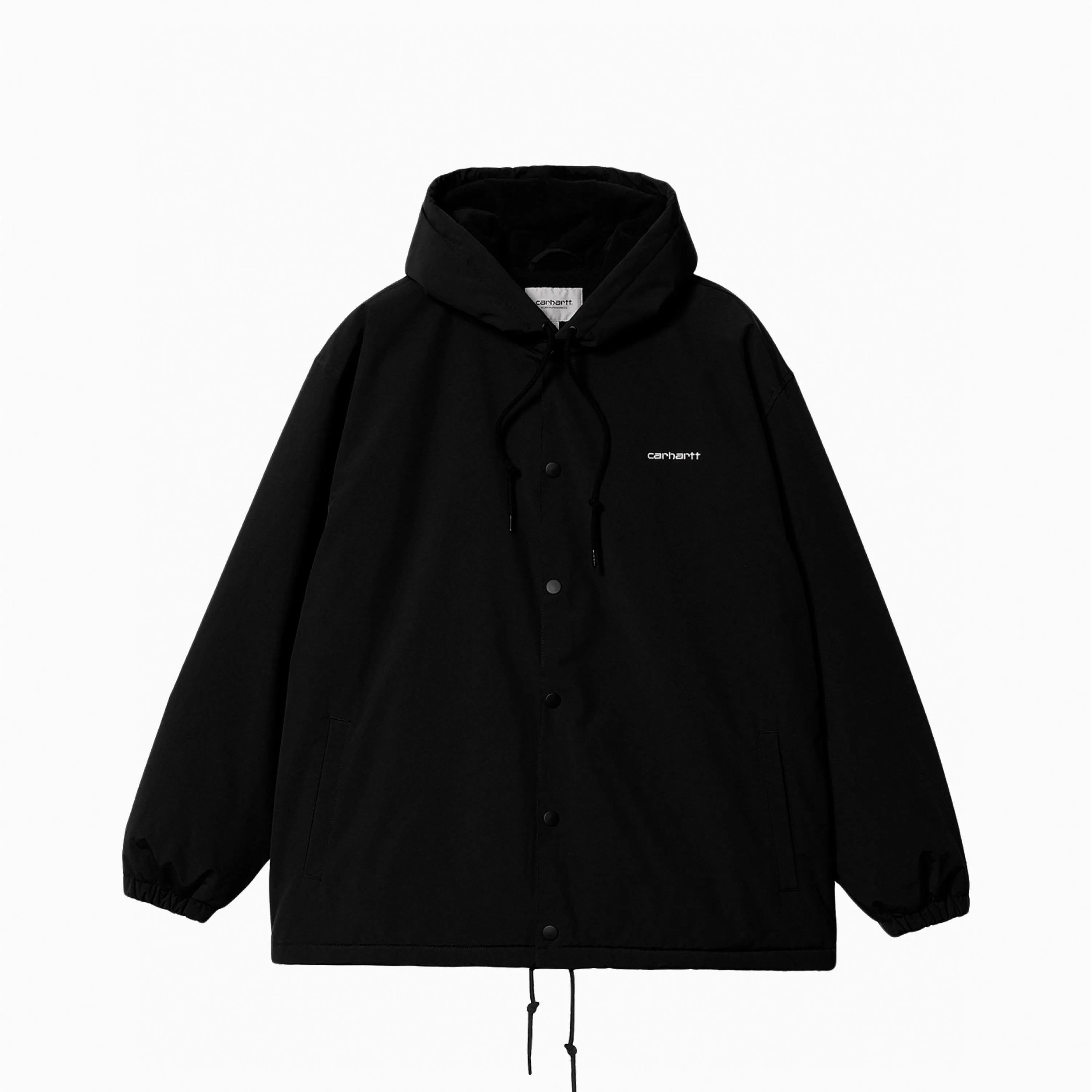 CARHARTT WIP HOODED COACH JACKET NYLON BLACK & WHITE - I032247