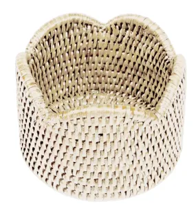 Caspari Rattan Scallop Wine Coaster - (cream or natural)