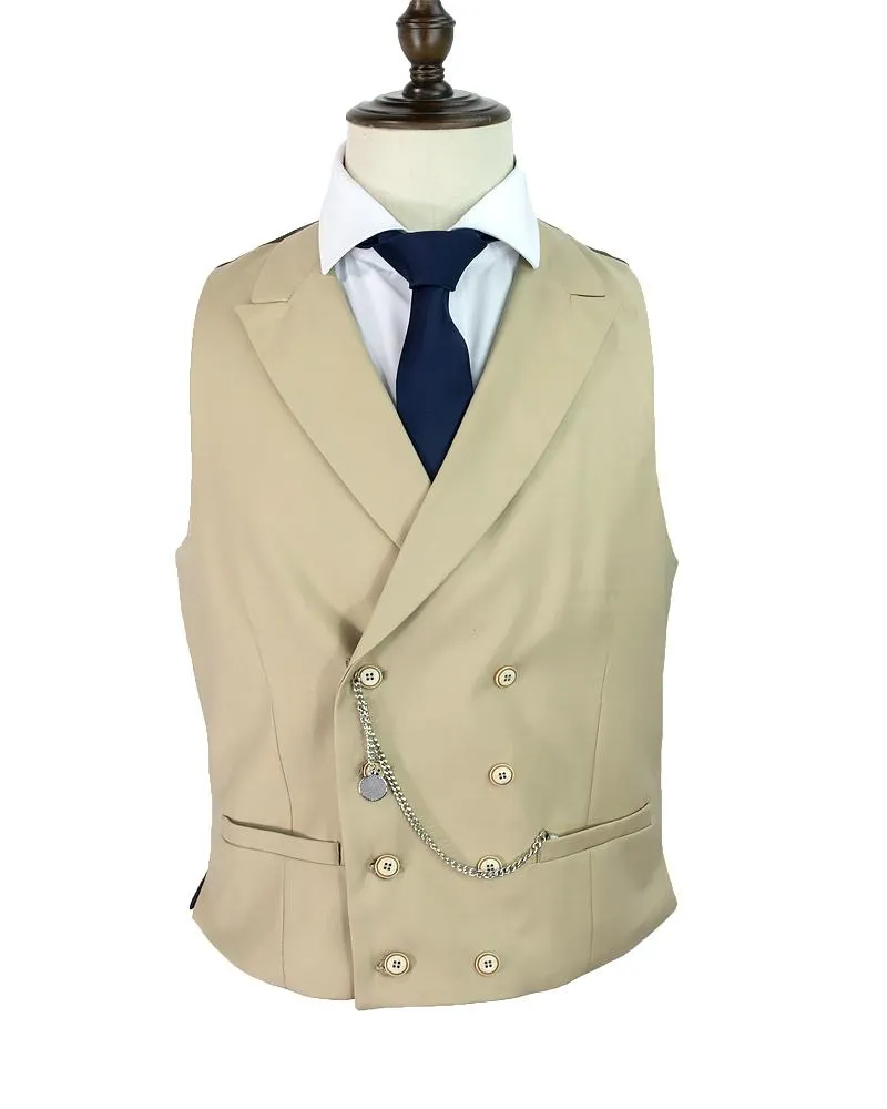 Cavani Lennox Beige Double Breasted Waistcoat