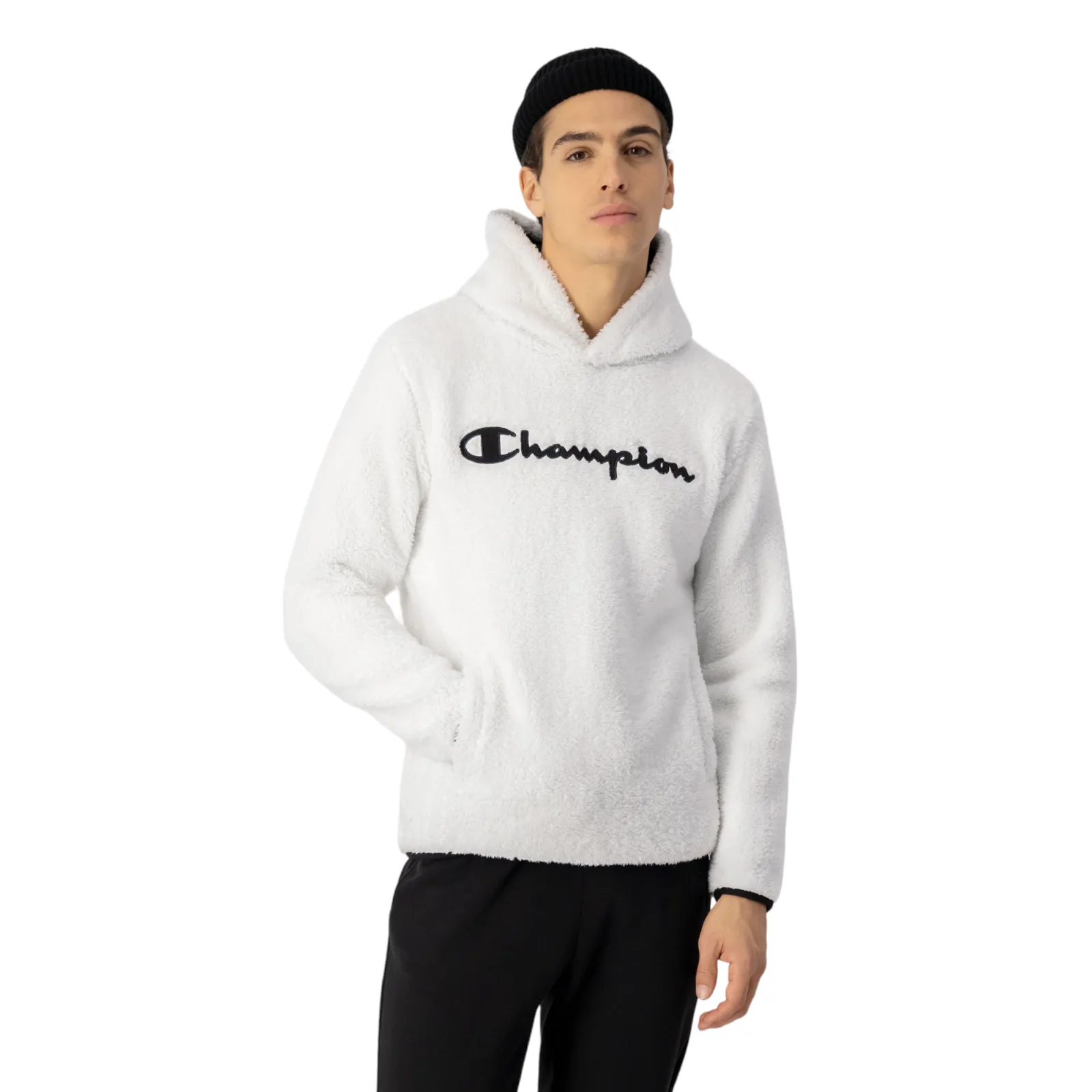 Champion Legacy Script Logo Polar Fleece Hoodie - White