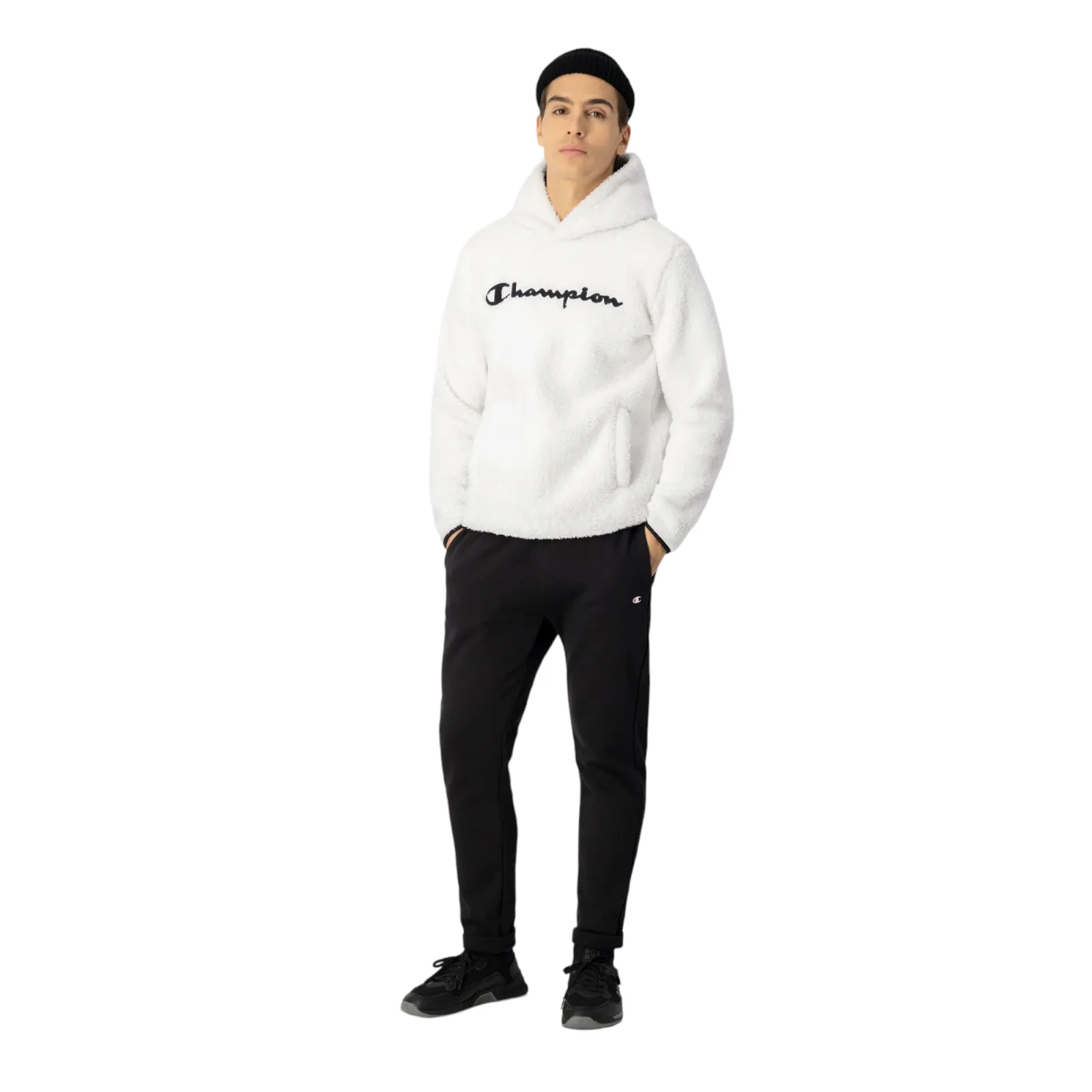 Champion Legacy Script Logo Polar Fleece Hoodie - White