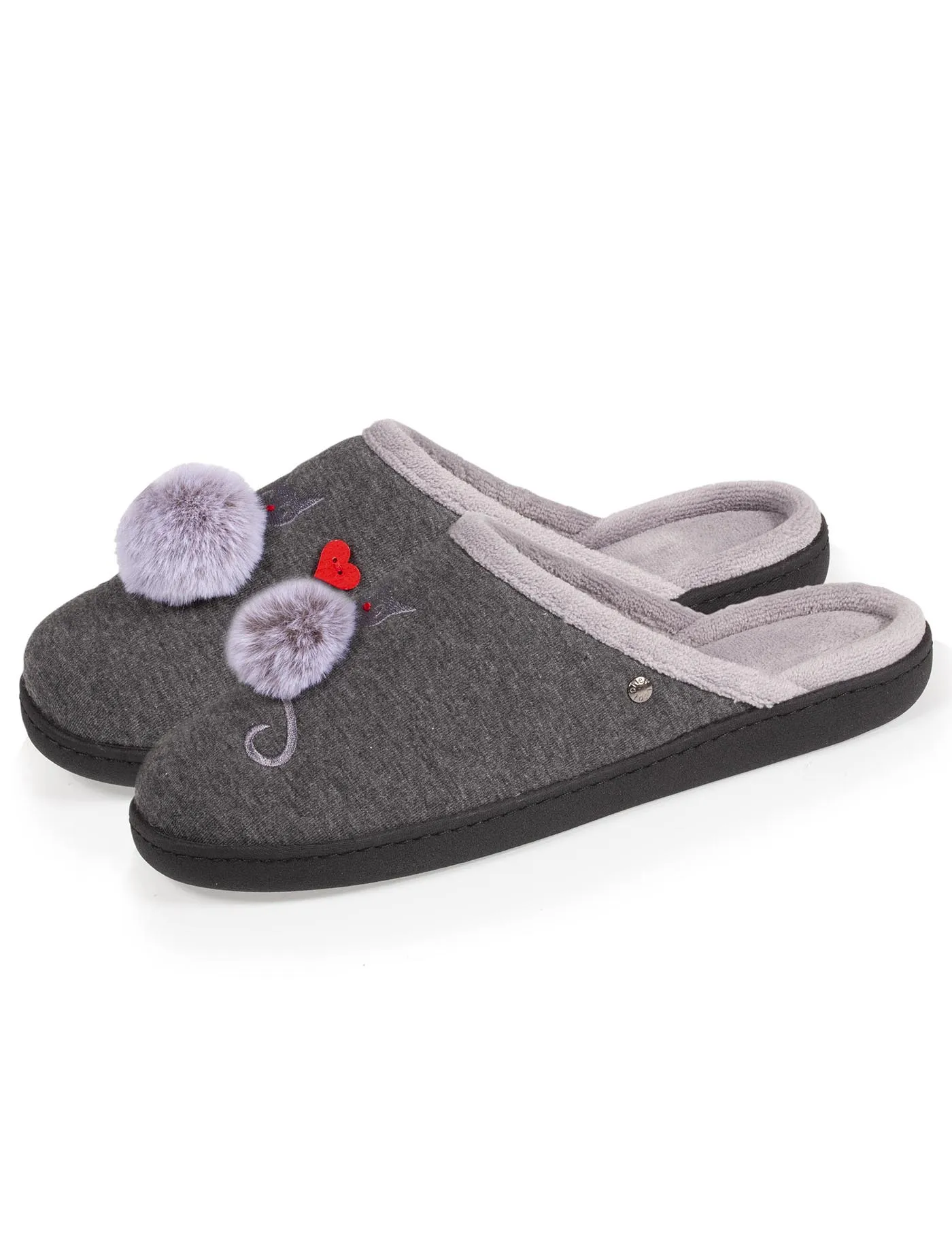 Chaussons mules Femme Gris chiné