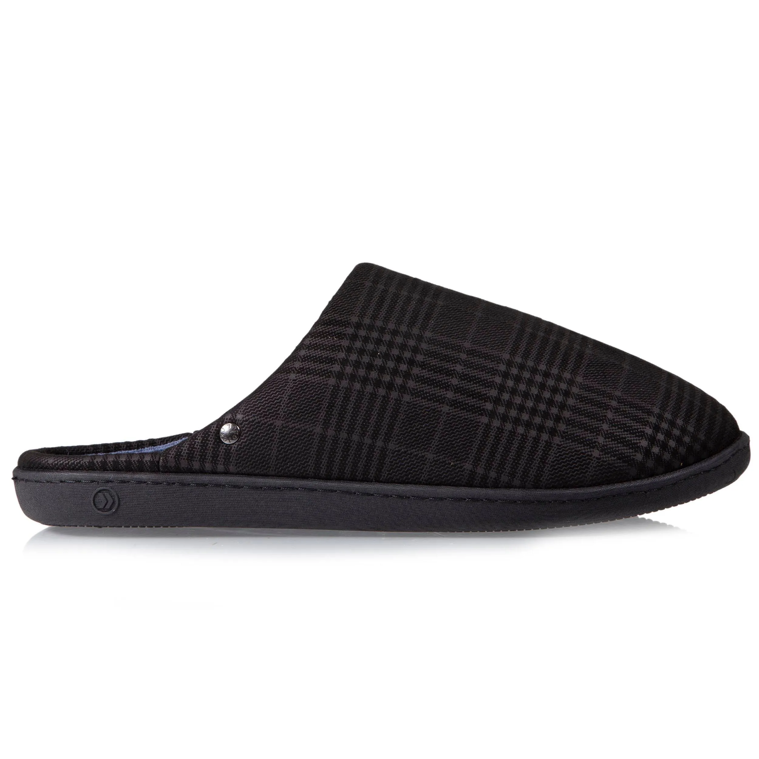 Chaussons mules Homme Noir tartan