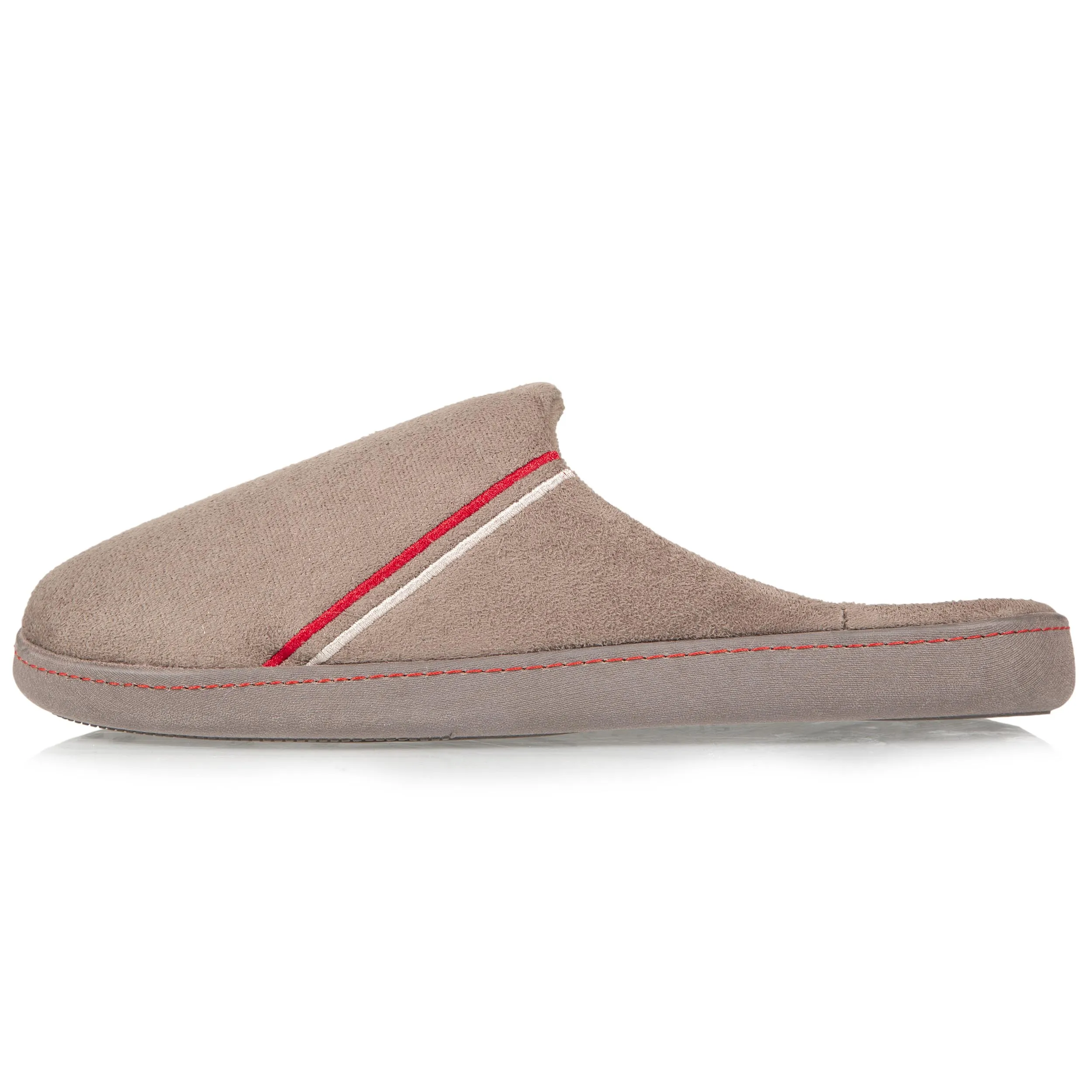 Chaussons mules Homme Taupe Brodées