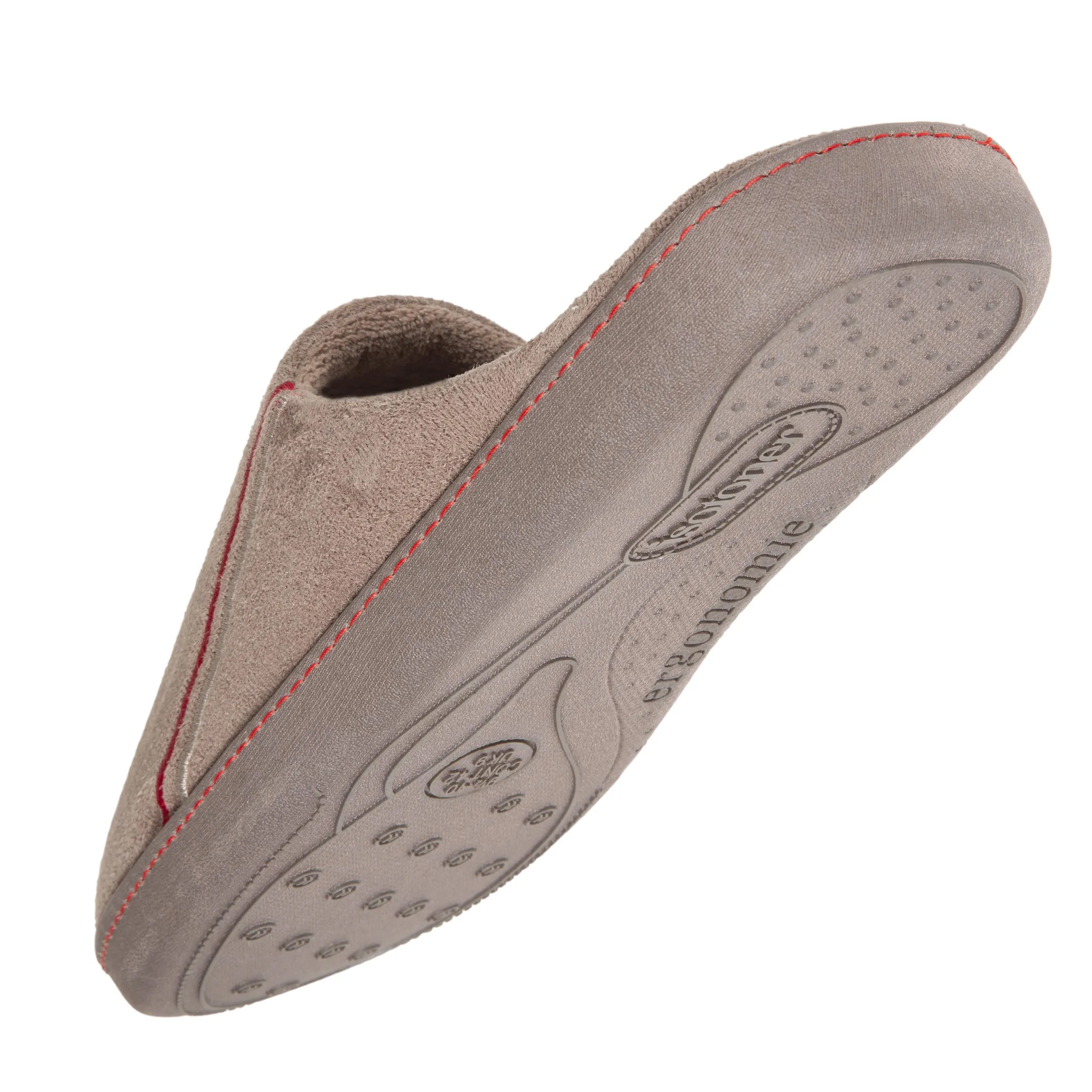 Chaussons mules Homme Taupe Brodées