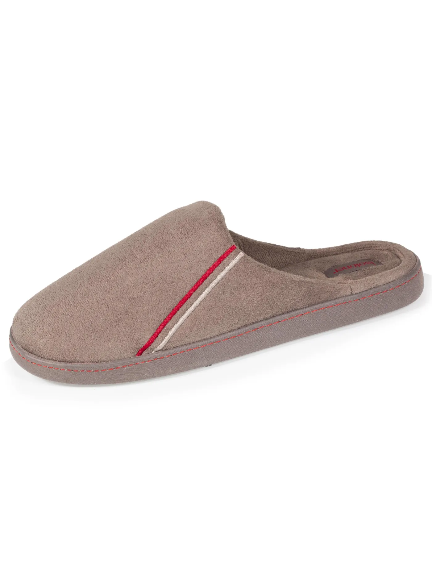 Chaussons mules Homme Taupe Brodées