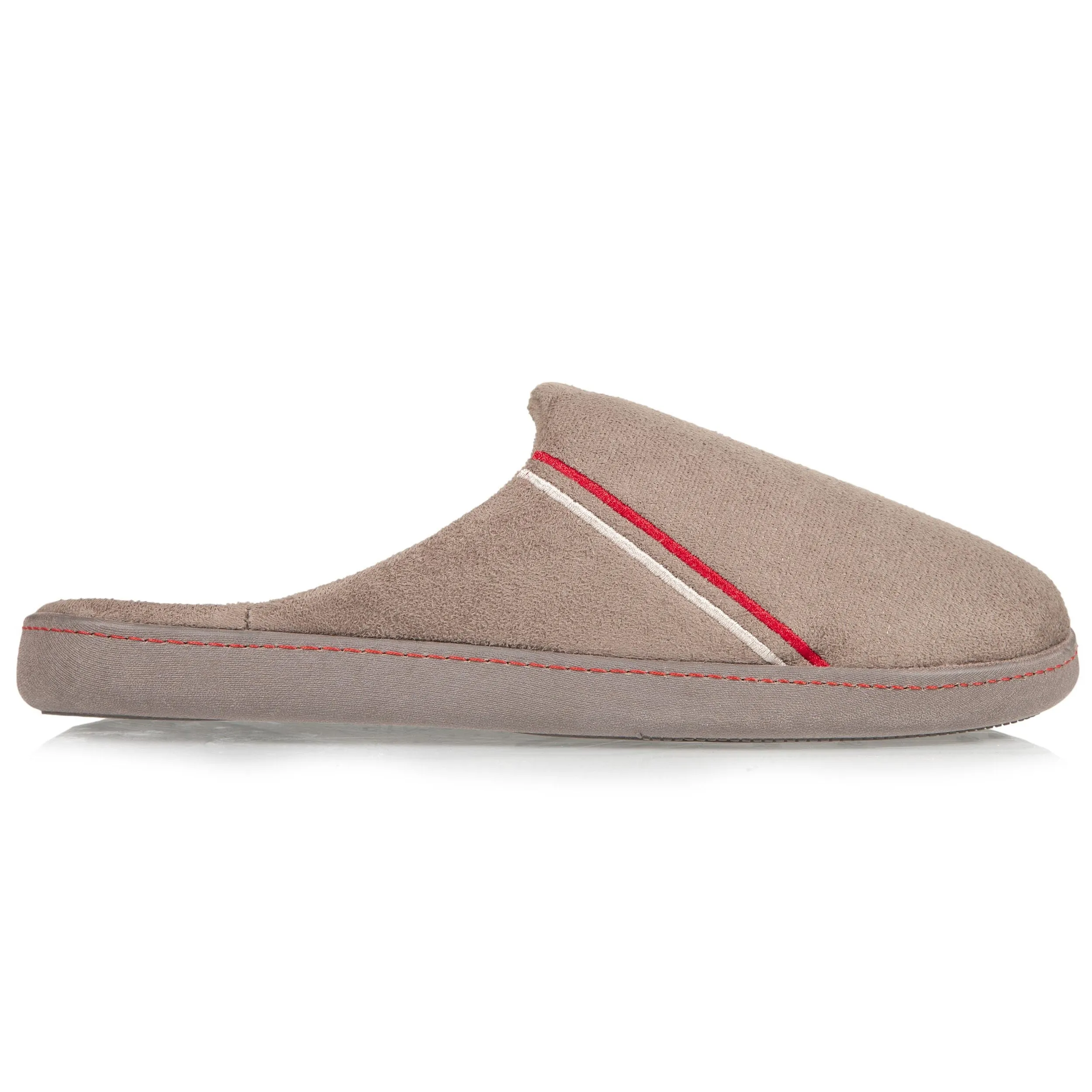 Chaussons mules Homme Taupe Brodées