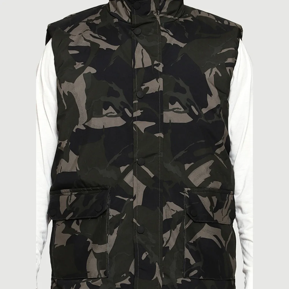 CL SPORT BY CARLTON LONDON CAMOUFLAGE SLEEVE LESS PUFFER JACKET FOR MEN