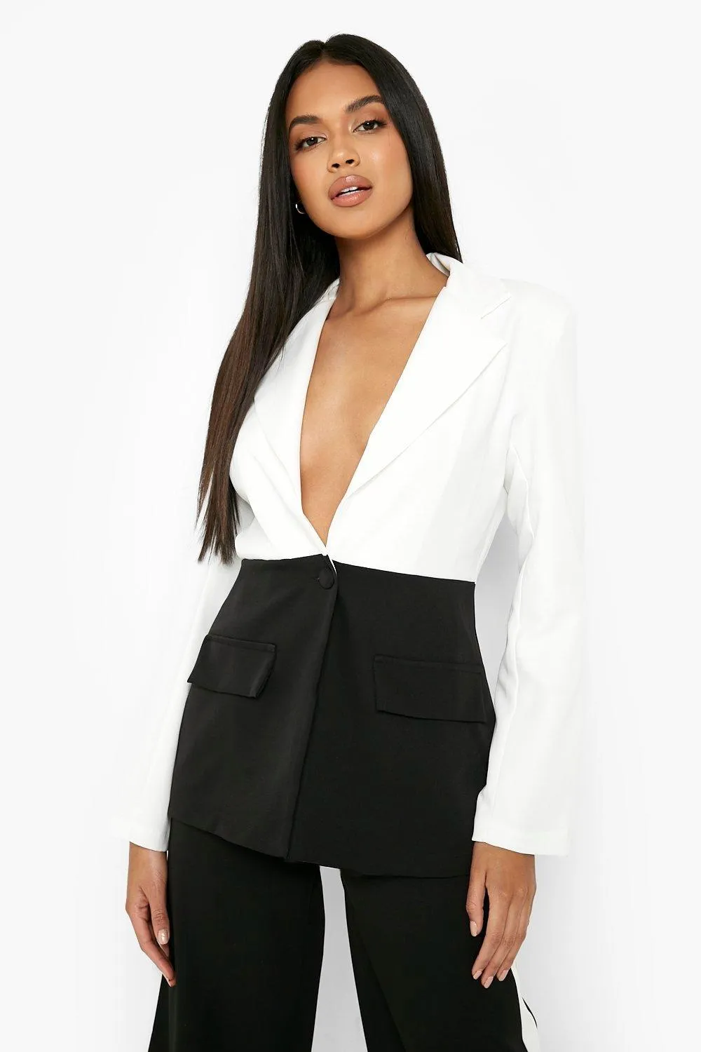 Color Block Tailored Fitted Blazer