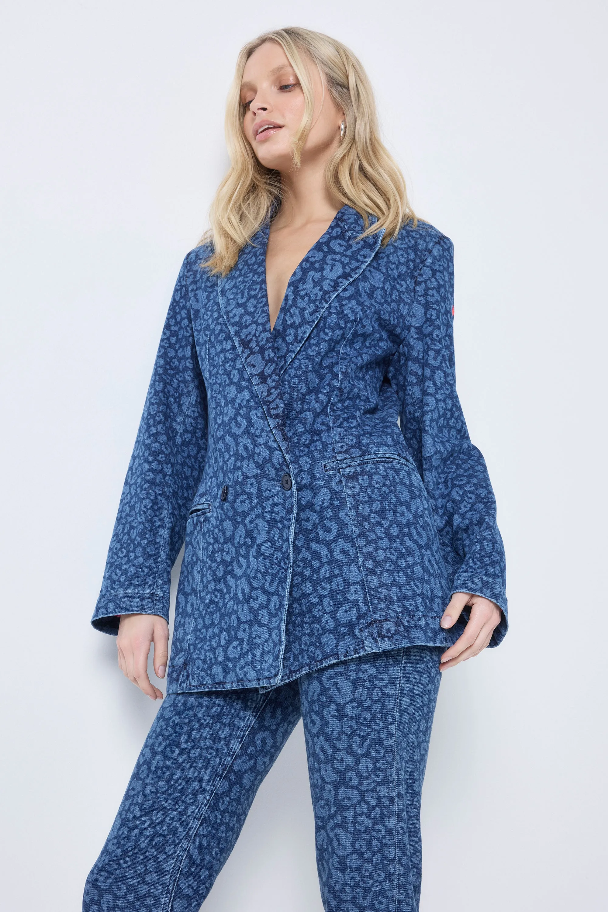 COMING SOON: Authentic Indigo Leopard Printed Denim Blazer