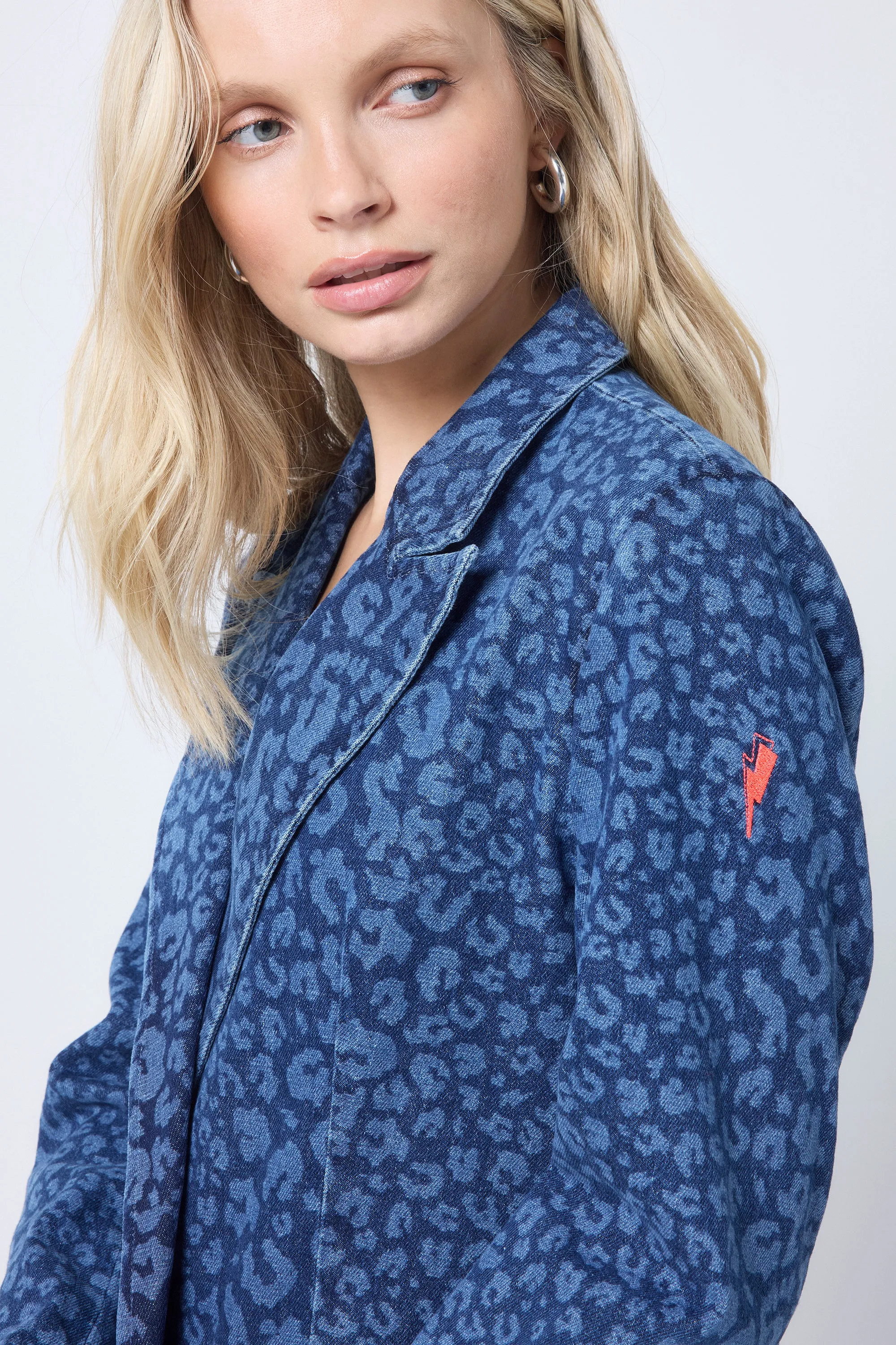 COMING SOON: Authentic Indigo Leopard Printed Denim Blazer