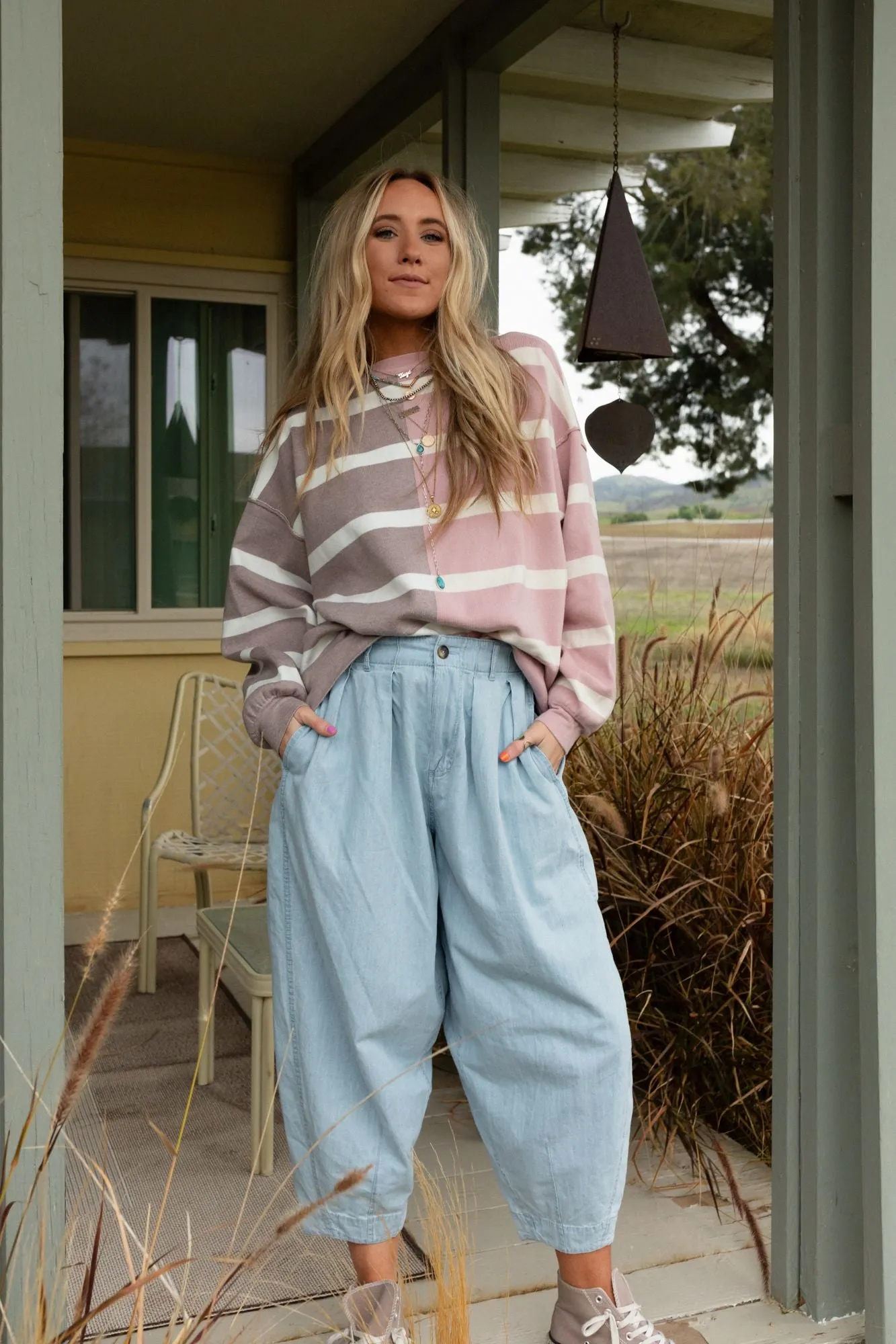 Cool Touch Pleated Pants - Light Denim