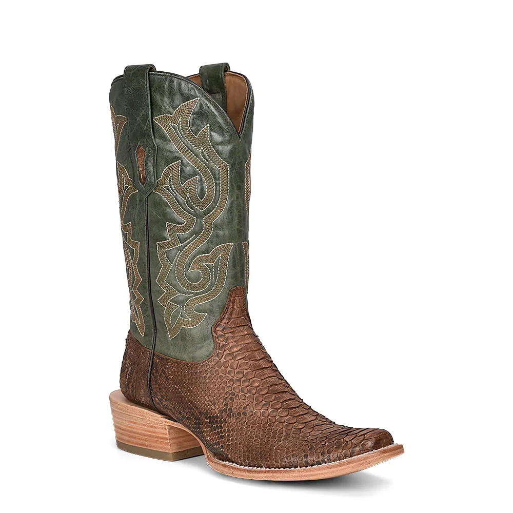 Corral Mens Brown and Green Python Boots