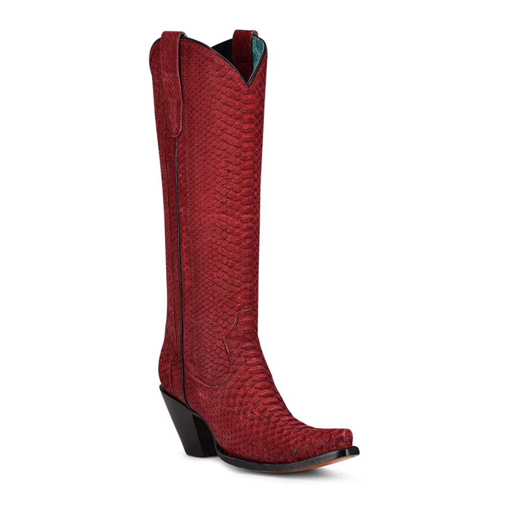 Corral Womens Red Python Tall Top Boots