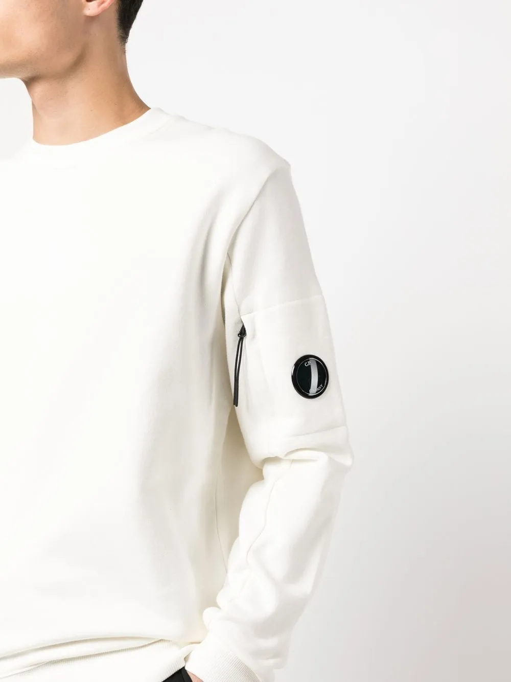 C.P. Company Sweat Diagonal raised fleece Gauze white