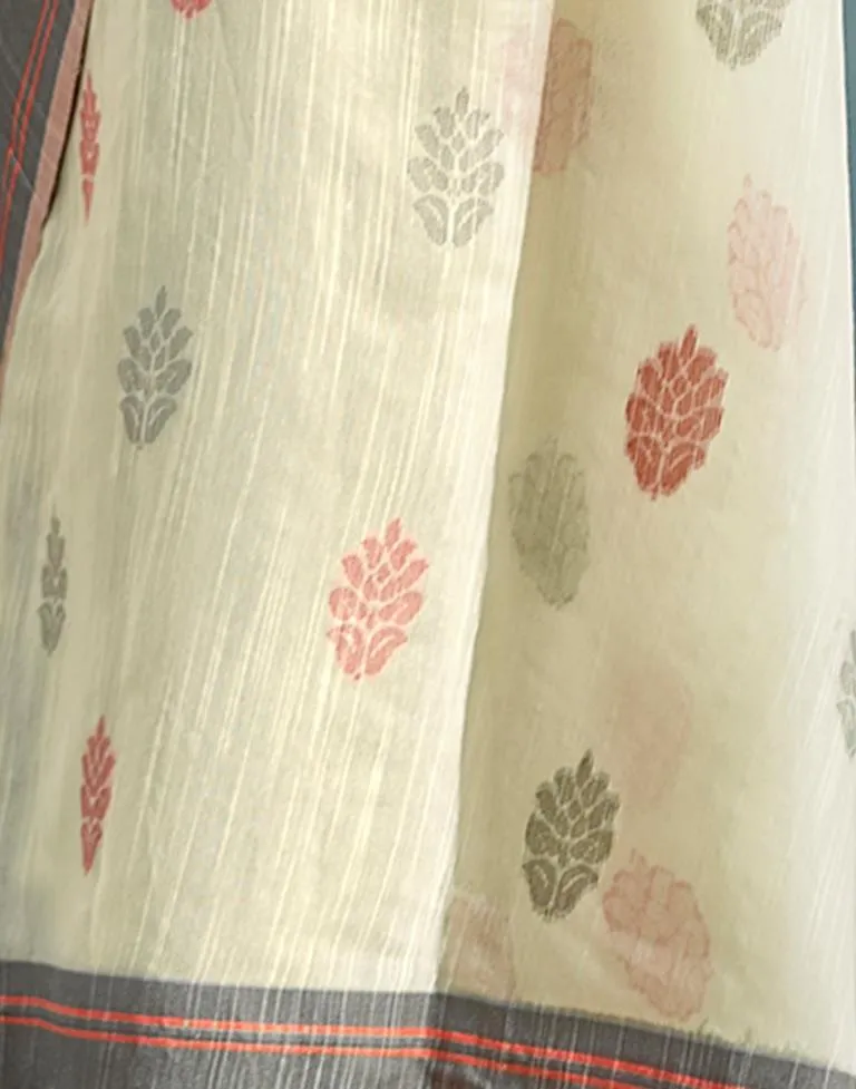 Cream Silk Woven Sarees