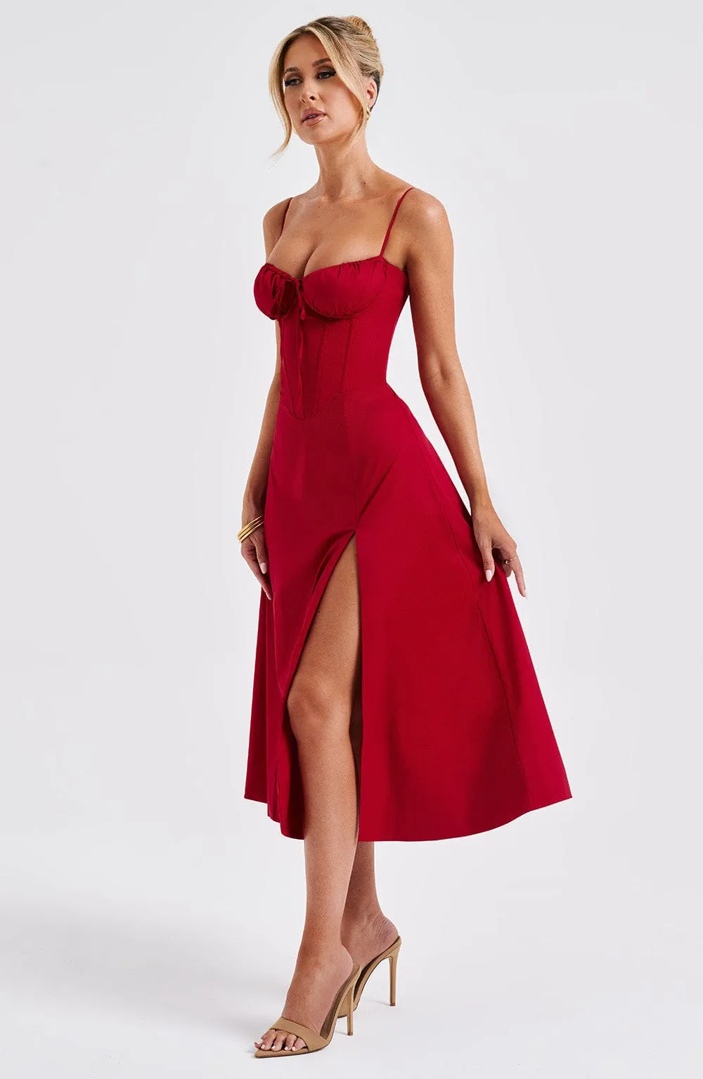 Deanna Midi Dress - Red