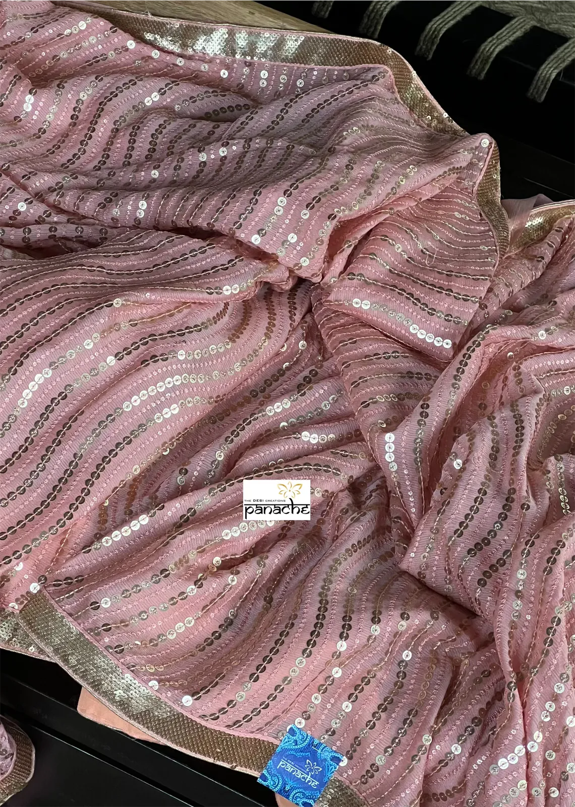 Designer Georgette Saree - Pink Sequin