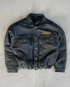 DIESEL 90'S BLACK LEATHER JACKET - M