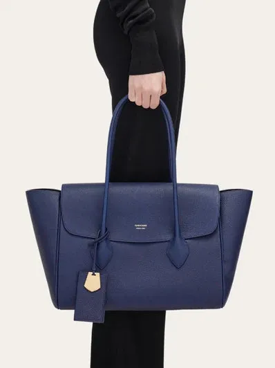 East-West Tote Bag in Midnight Blue (L)